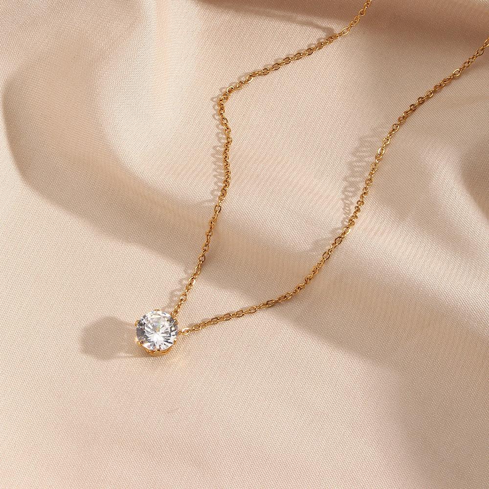 [ElanLuxe]Kyla Solitaire Gold Necklace