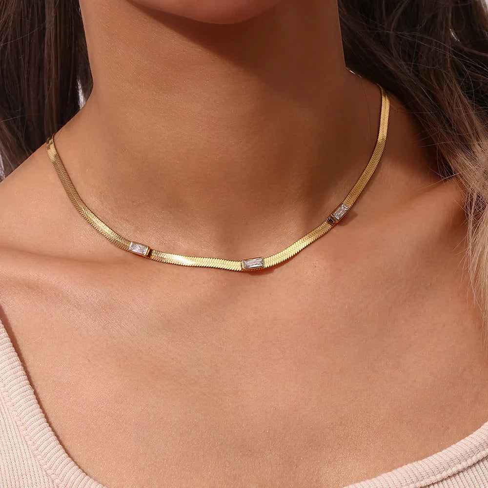 [ElanLuxe]Eve Herringbone Gold Necklace