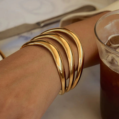 [ElanLuxe]Meredith Triple Layer Gold Bangle