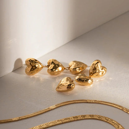 [ElanLuxe]Heather Heart Gold Earrings