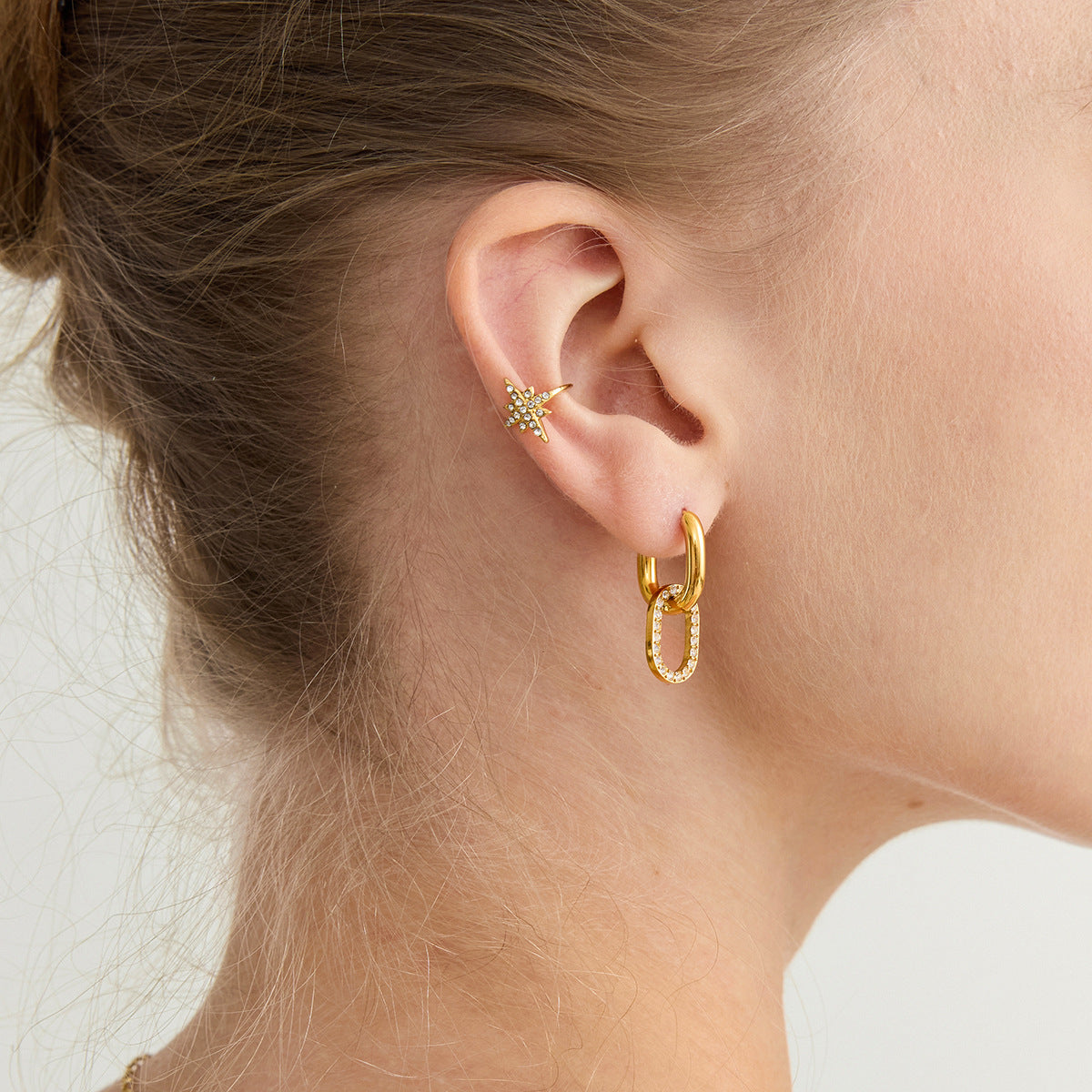 [ElanLuxe]Aina Double Hoop Diamond Earrings