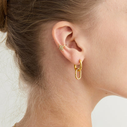 [ElanLuxe]Aina Double Hoop Diamond Earrings