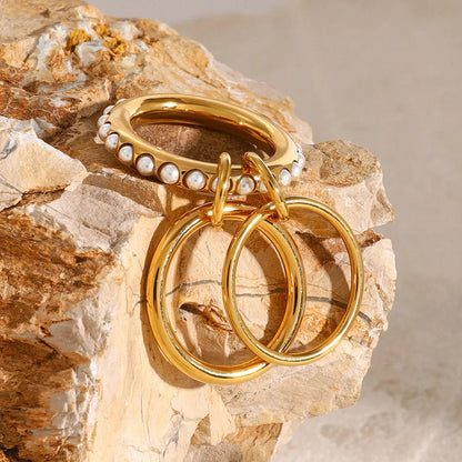 [ElanLuxe]Mikayla Stacked Freshwater Pearl Ring