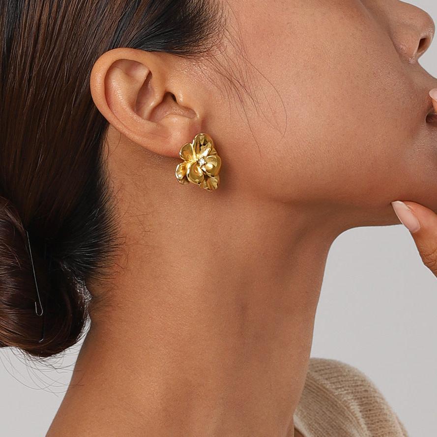 [ElanLuxe]Ainsley Floral Gold Earrings