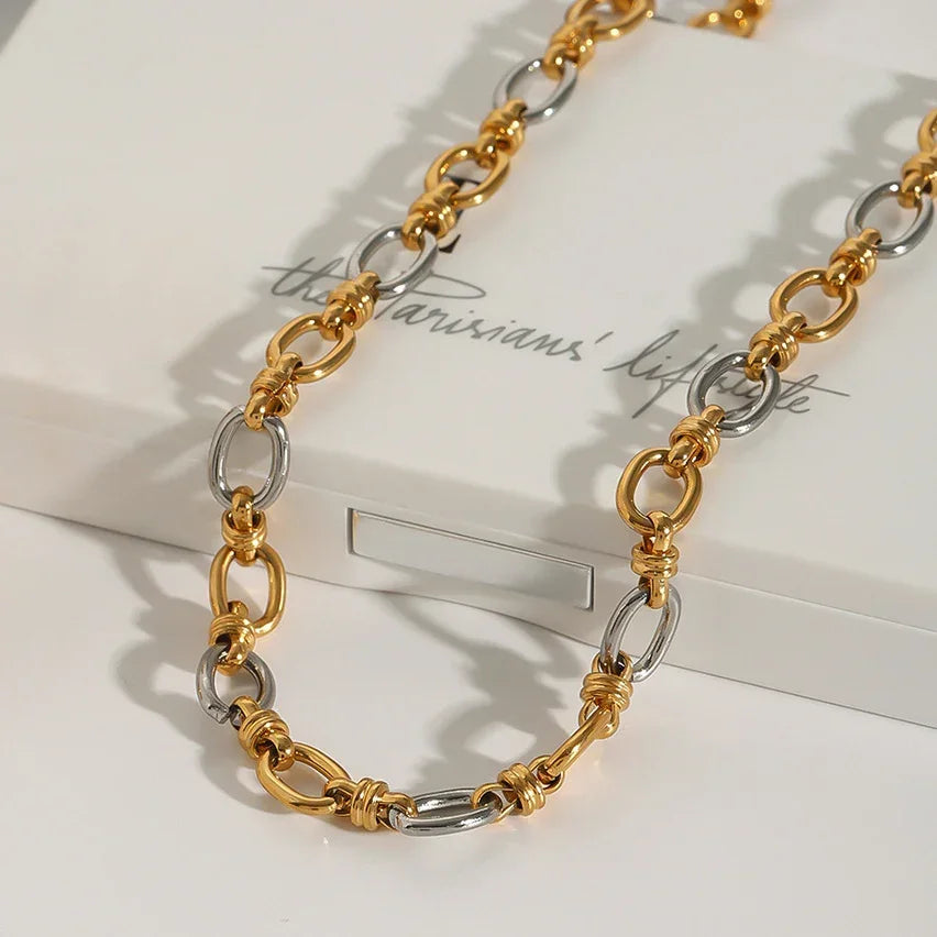 [ElanLuxe]Addison Two Tone Gold Necklace