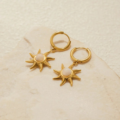 [ElanLuxe]Helia Sun-shaped Moonstone Earrings