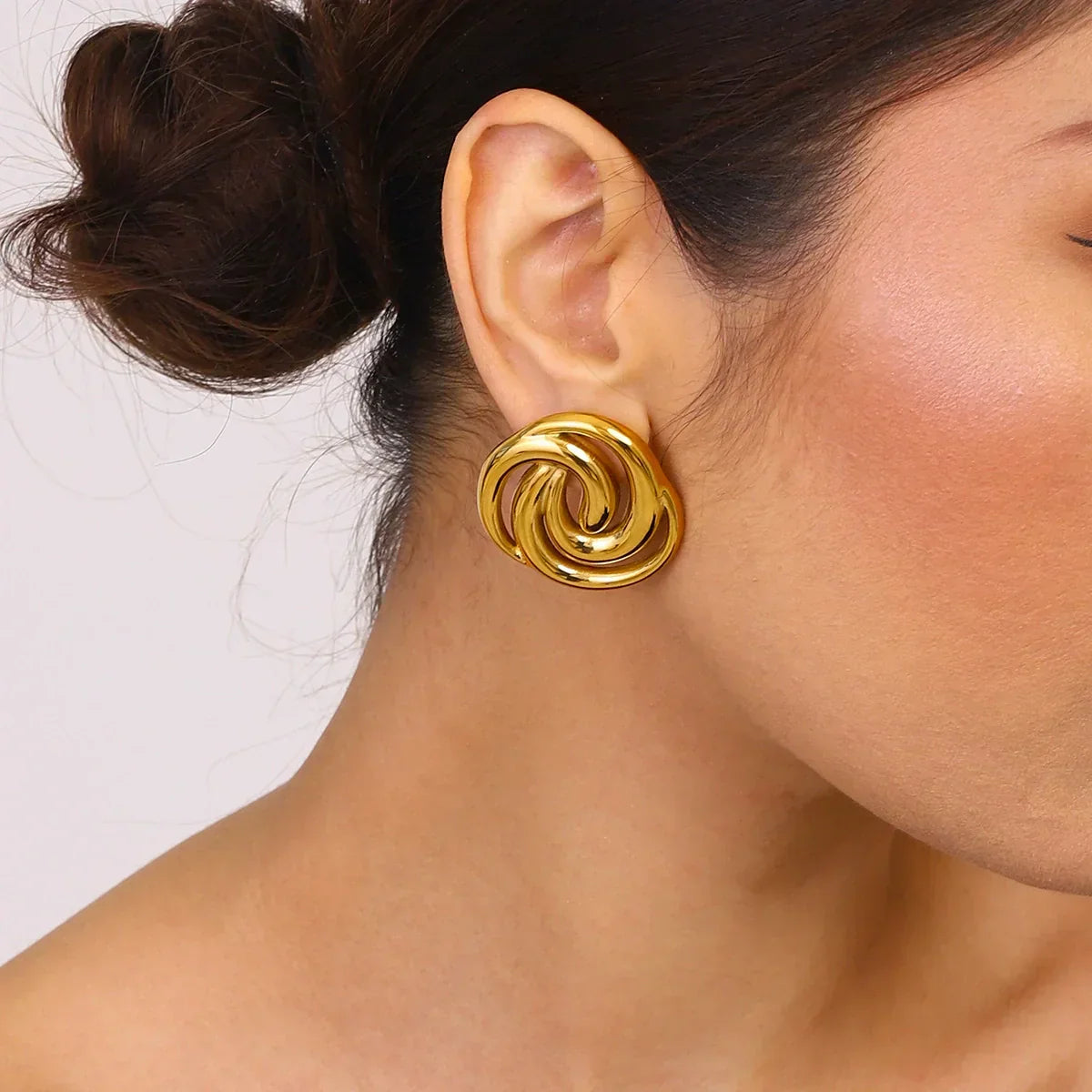 [ElanLuxe]Janice Triple Spiral Gold Earrings