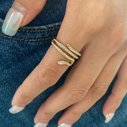 [ElanLuxe]Serpentina Layered Diamond Ring