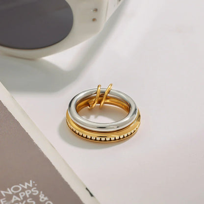 [ElanLuxe]Claire Two Tone Ring Stack