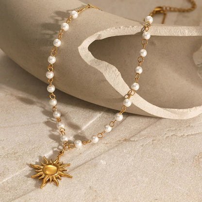 [ElanLuxe]Apollo Sun Pearl Necklace