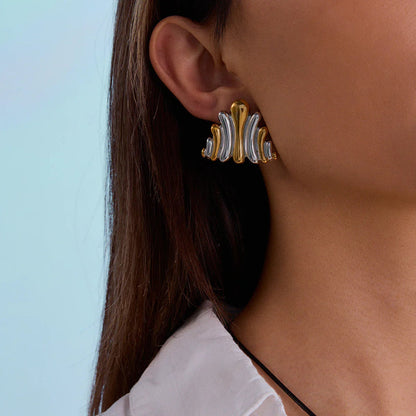 [ElanLuxe]Nora Ripple Gold Earrings