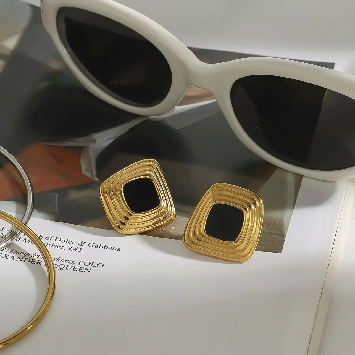 [ElanLuxe]Sylvie Geometric Gold Earrings