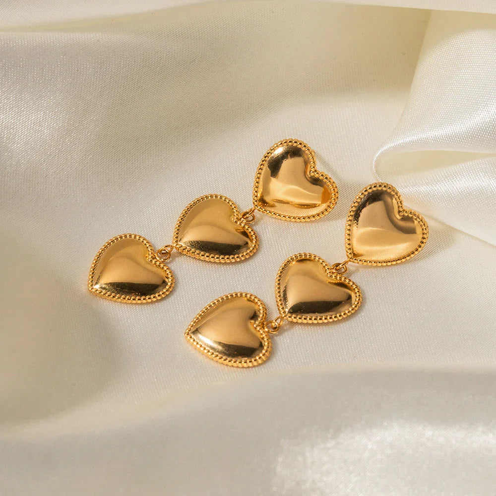 [ElanLuxe]Aimee Gold Heart Earrings