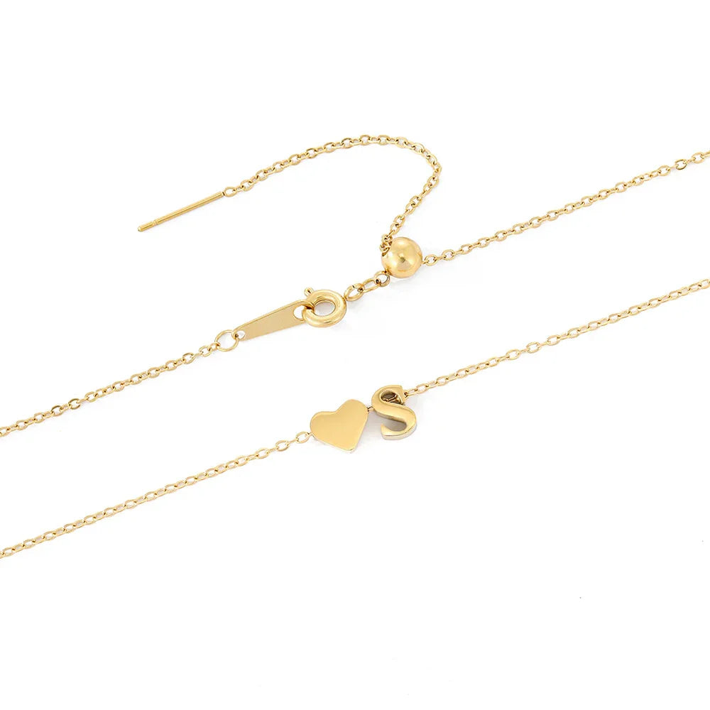 [ElanLuxe]Ria Initial Letter Gold Necklace