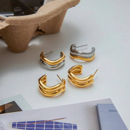 [ElanLuxe]Double Curve Hoops