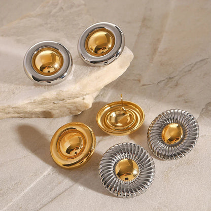 [ElanLuxe]Summers Gold Button Earrings