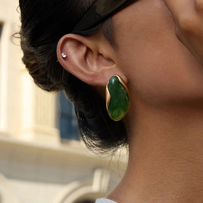 [ElanLuxe]Amelise Polished Gemstone Earrings