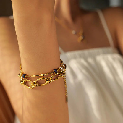 [ElanLuxe]Quintessa Layered Chain Pearl Bracelet