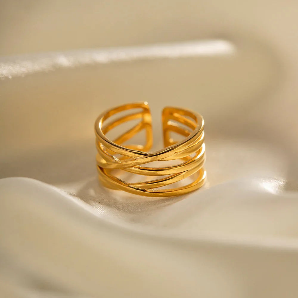 [ElanLuxe]River Gold Ring