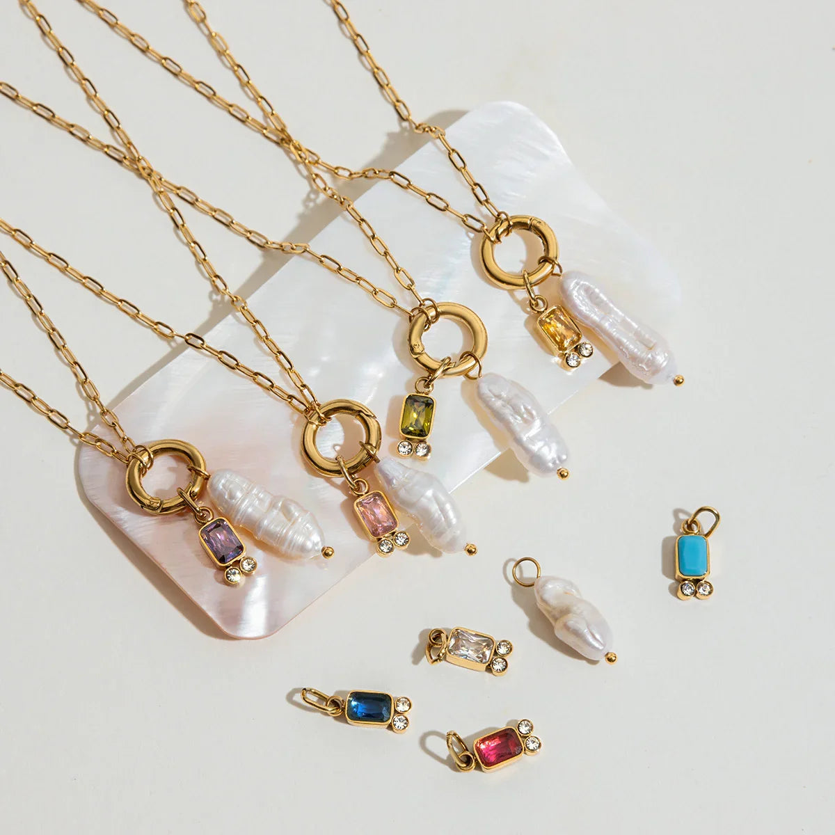 [ElanLuxe]Caitlin Birthstone Pearl Necklace