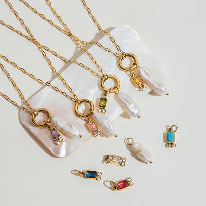 [ElanLuxe]Caitlin Birthstone Pearl Necklace