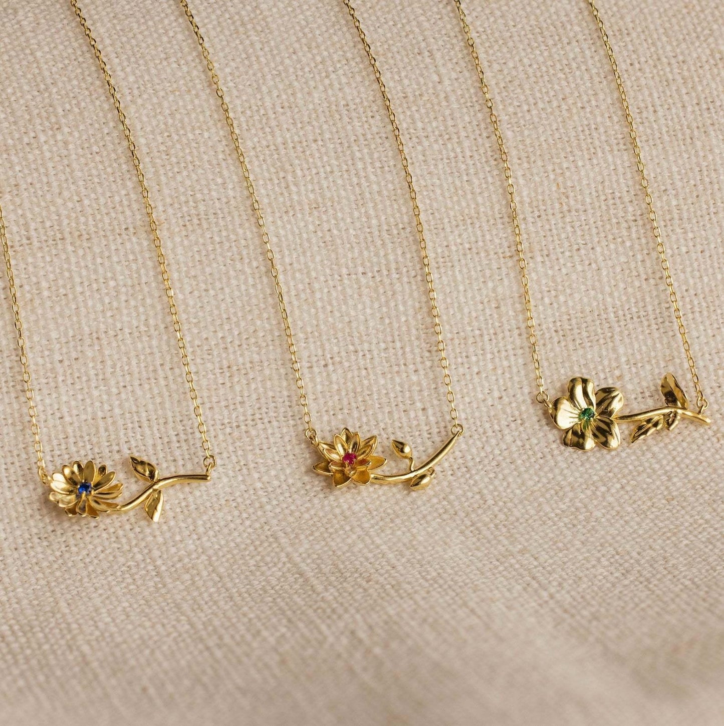[ElanLuxe]Maribelle Birth Flower Gold Necklace