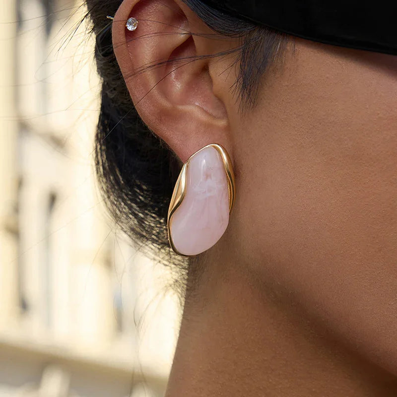 [ElanLuxe]Amelise Polished Gemstone Earrings