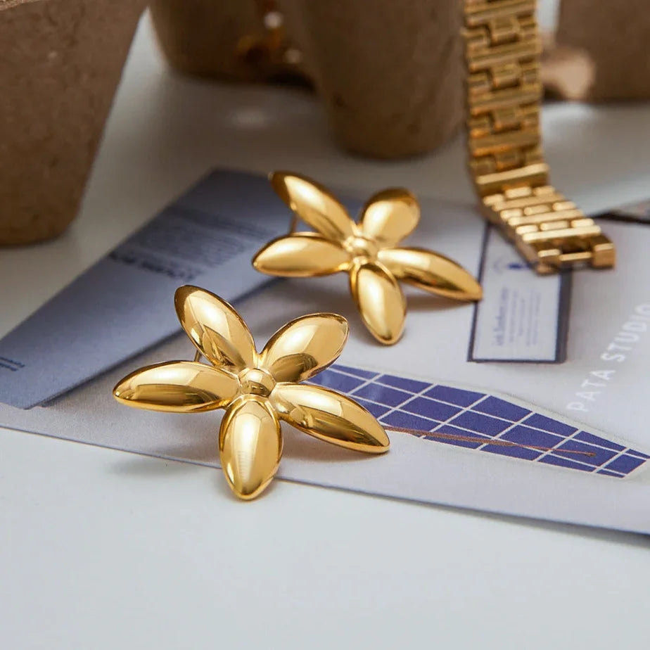 [ElanLuxe]Monica Floral Gold Earrings