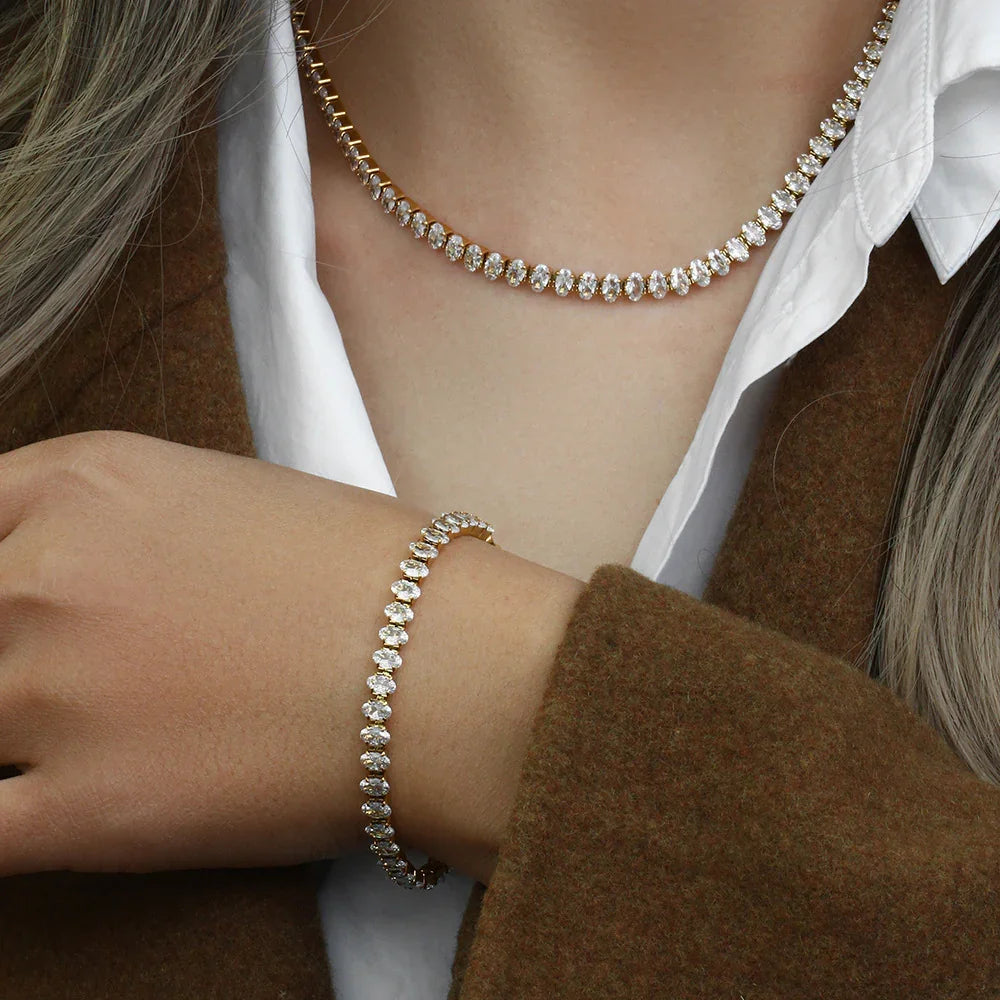 [ElanLuxe]Wisteria Diamond Tennis Necklace