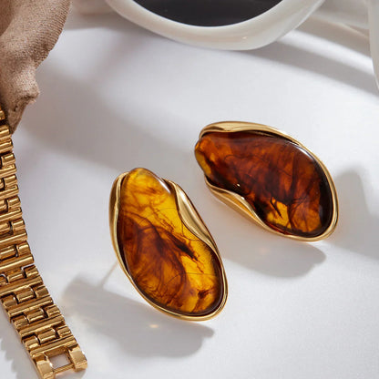 [ElanLuxe]Amelise Polished Gemstone Earrings