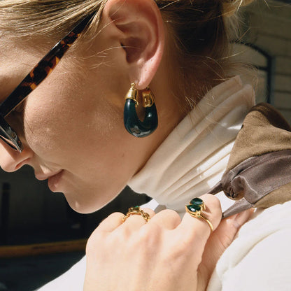[ElanLuxe]Leighton Chunky Enamel Hoops