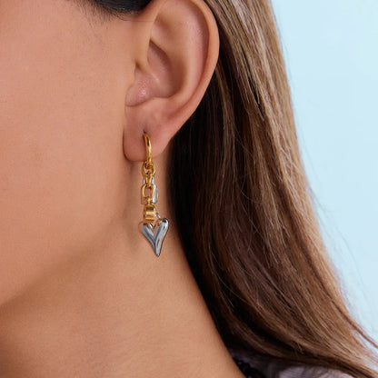 [ElanLuxe]Sarah Heart & Lock Gold Earrings