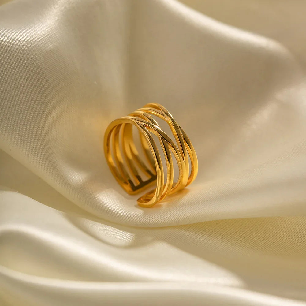 [ElanLuxe]River Gold Ring
