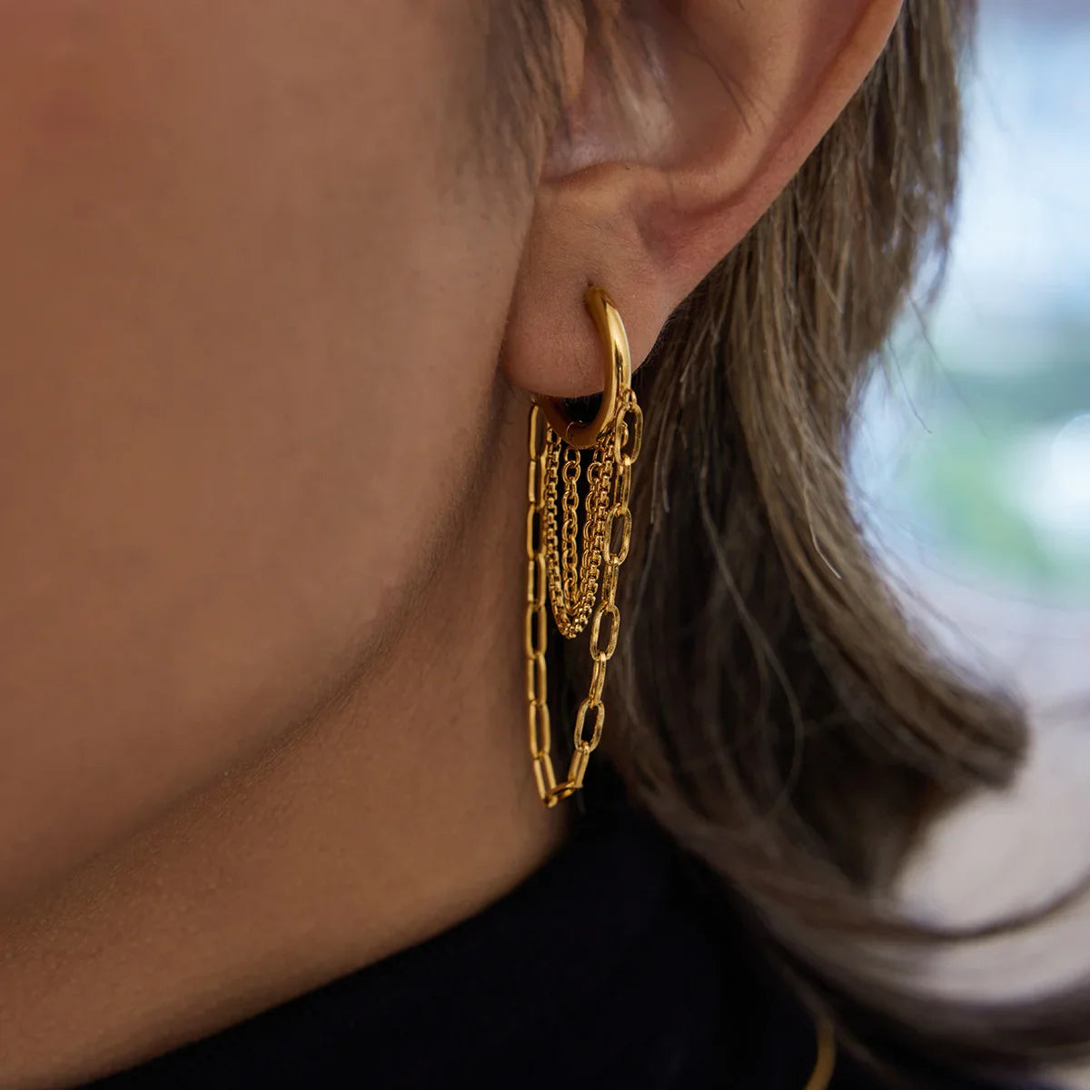 [ElanLuxe]Alaina Link Chain Hoops