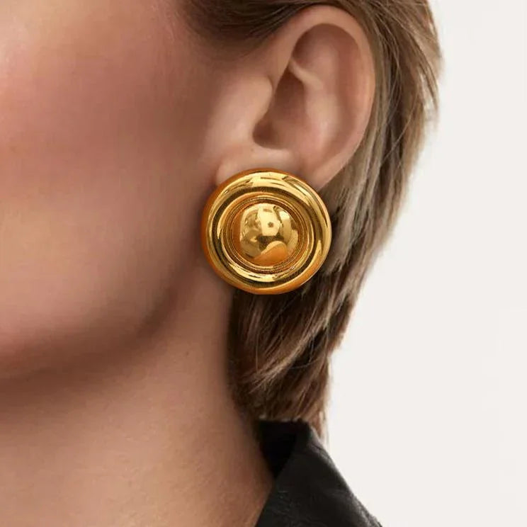 [ElanLuxe]Summers Gold Button Earrings
