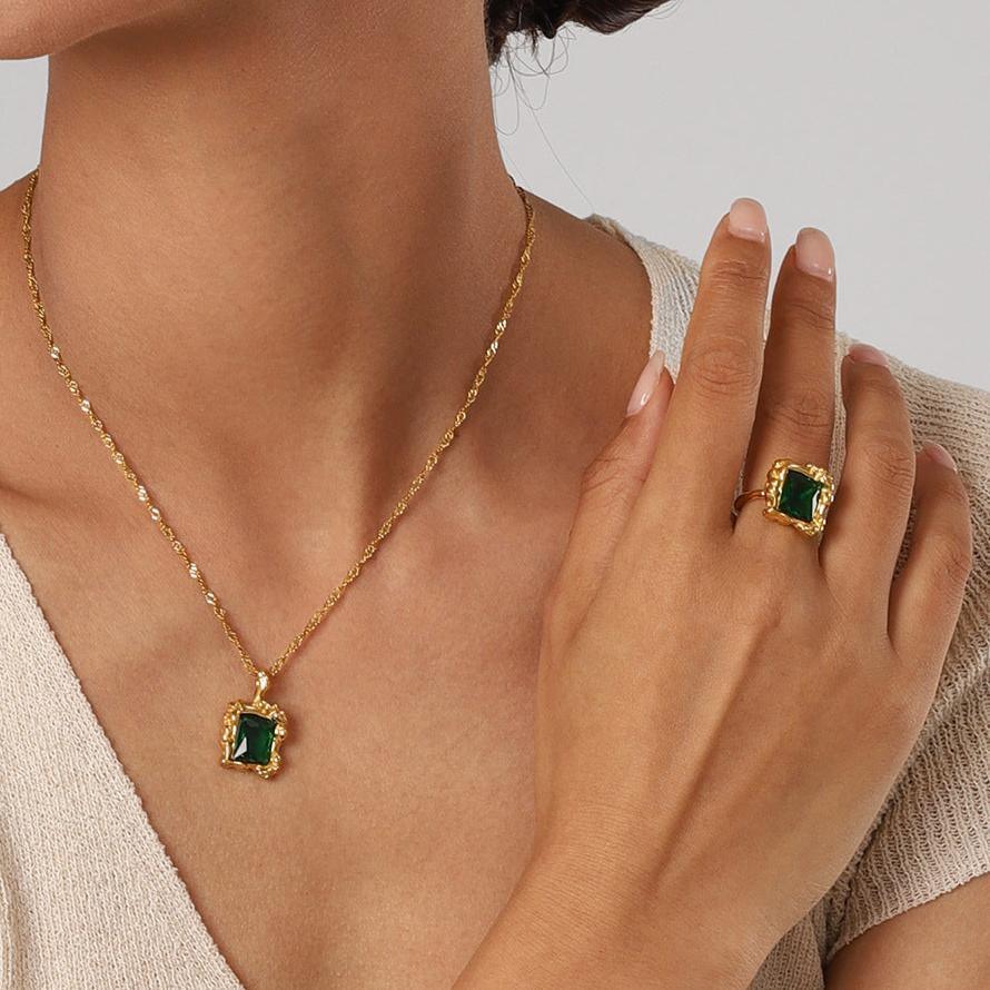 [ElanLuxe]Priscilla Emerald Ring