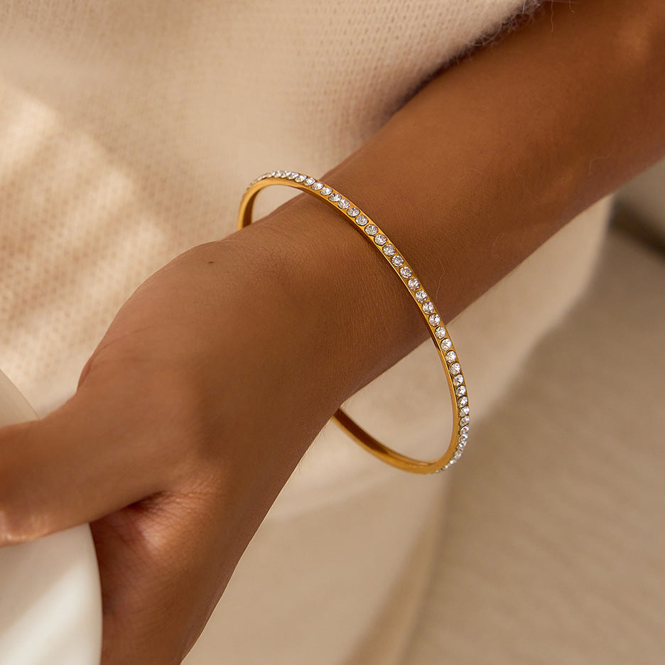 [ElanLuxe]Kalista Diamond Gold Bangle