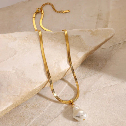 [ElanLuxe]Glorietta Herringbone Pearl Necklace