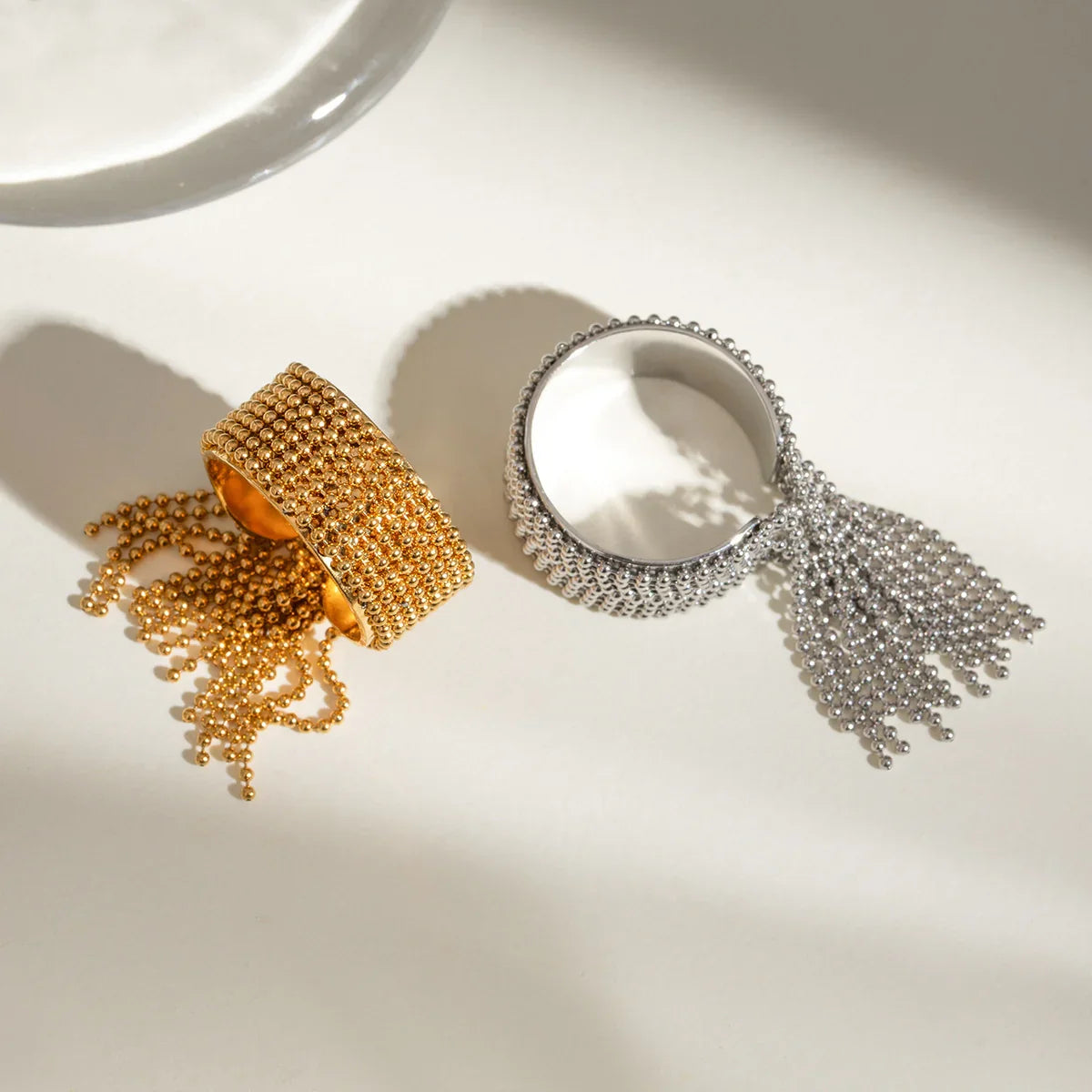 [ElanLuxe]Krystelle Gold Tassel Ring