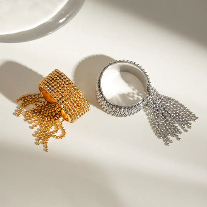 [ElanLuxe]Krystelle Gold Tassel Ring