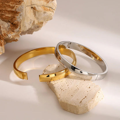 [ElanLuxe]Melina Large Stacking Gold Bangle