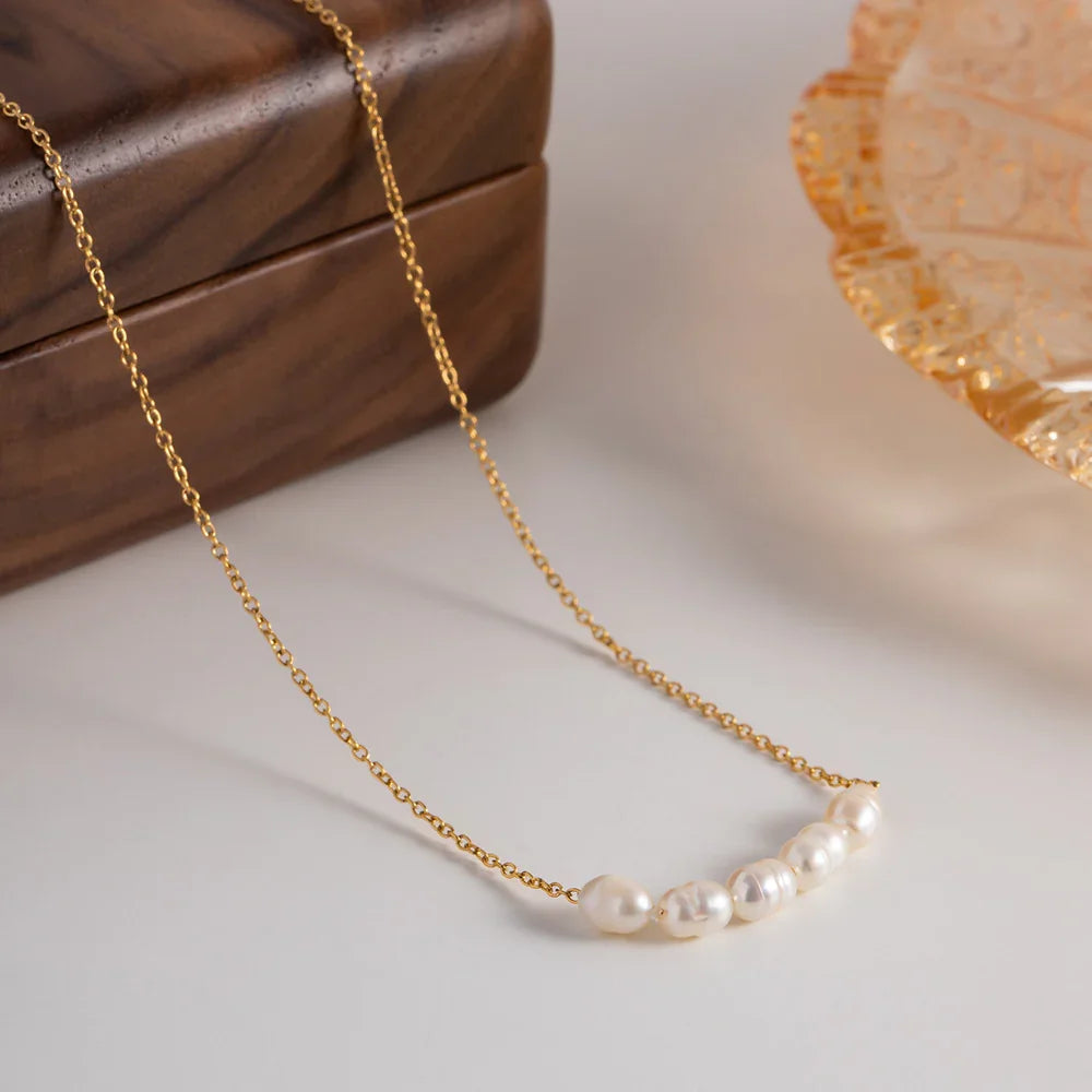[ElanLuxe]Elle Gold Pearl Necklace