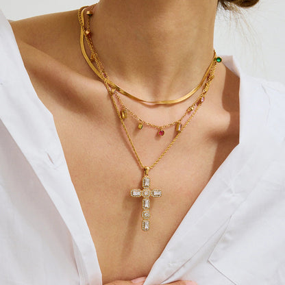 [ElanLuxe]Evangelina Diamond Cross Necklace