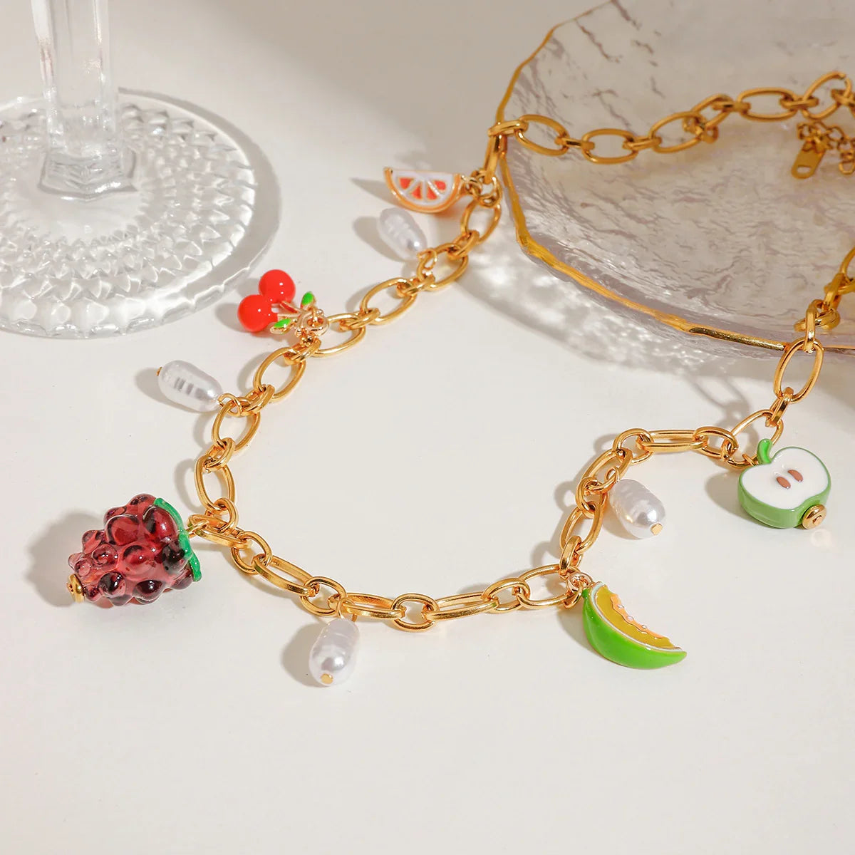 [ElanLuxe]Michelle Fruit Charm Gold Necklace