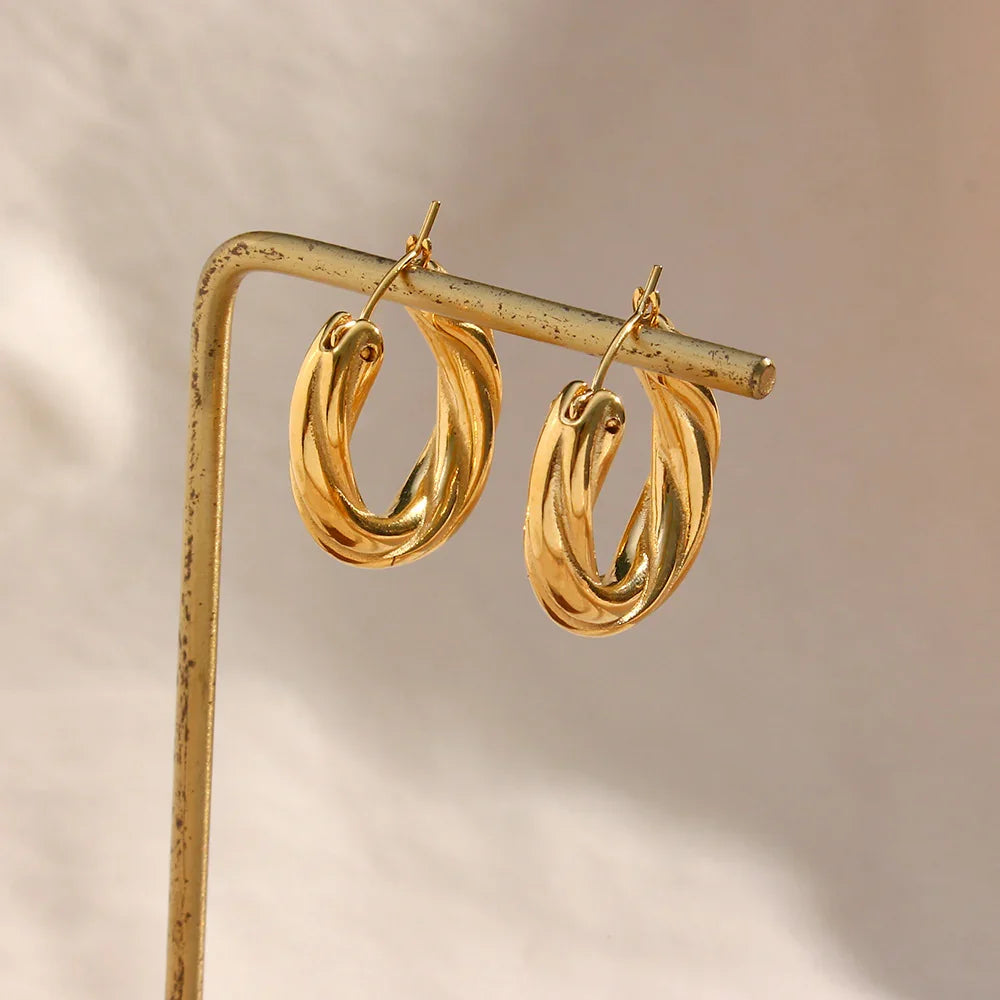 [ElanLuxe]Denisse Twisted Hoop Earrings