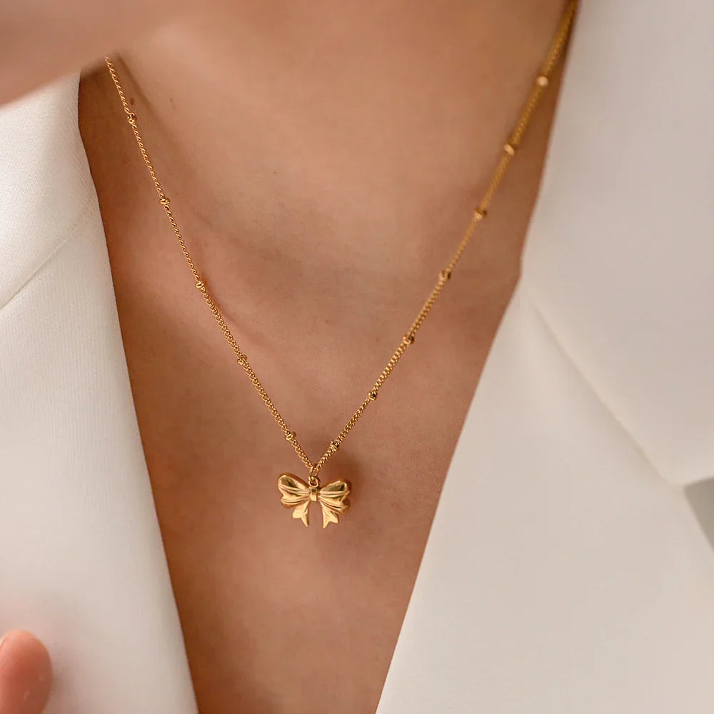 [ElanLuxe]June Bow Necklace