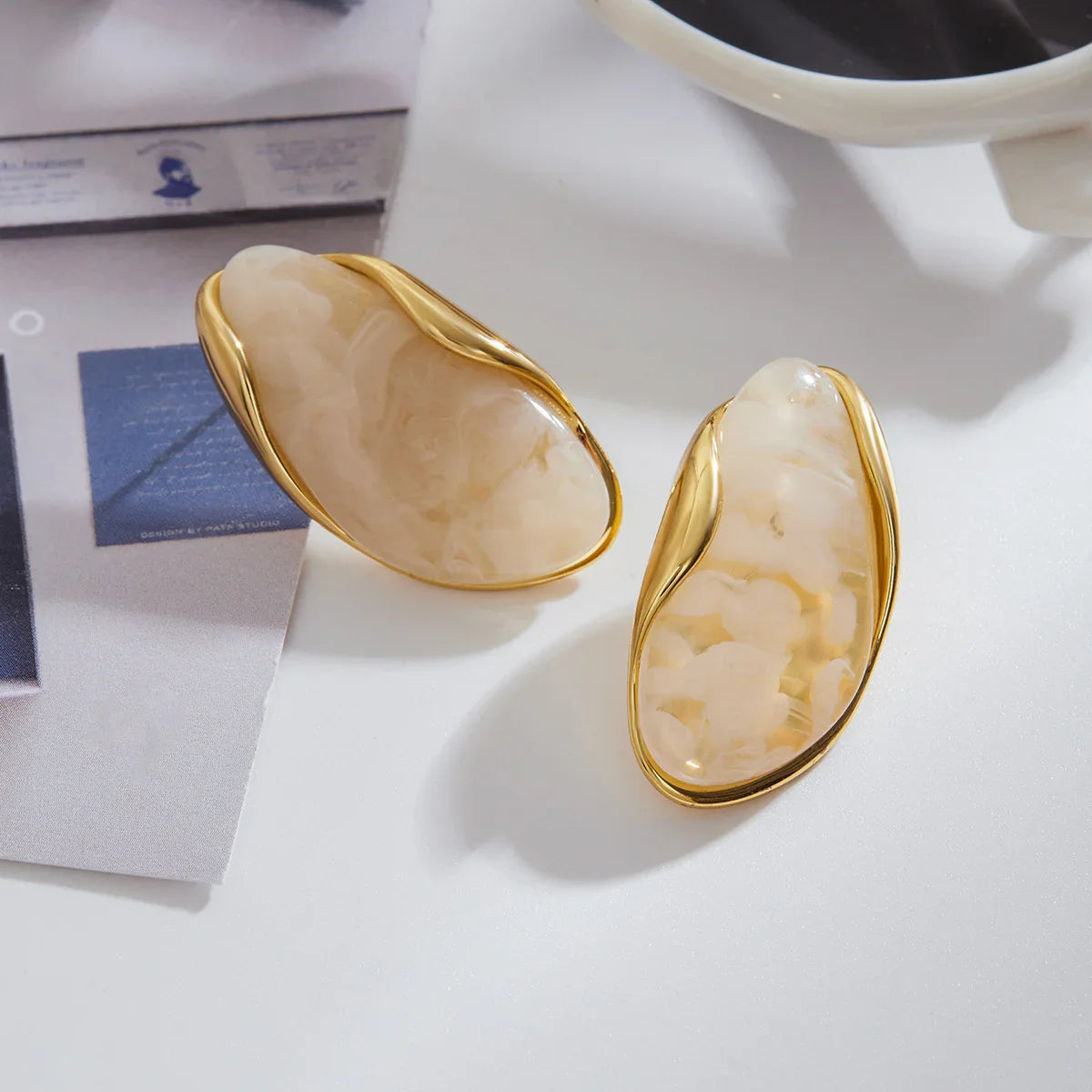 [ElanLuxe]Amelise Polished Gemstone Earrings