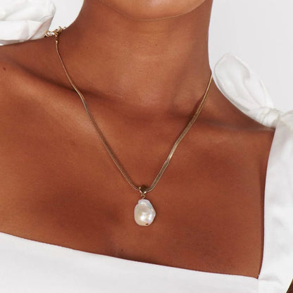 [ElanLuxe]Glorietta Herringbone Pearl Necklace