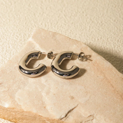 [ElanLuxe]Alera Silver Hoops