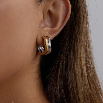 [ElanLuxe]Double Curve Hoops